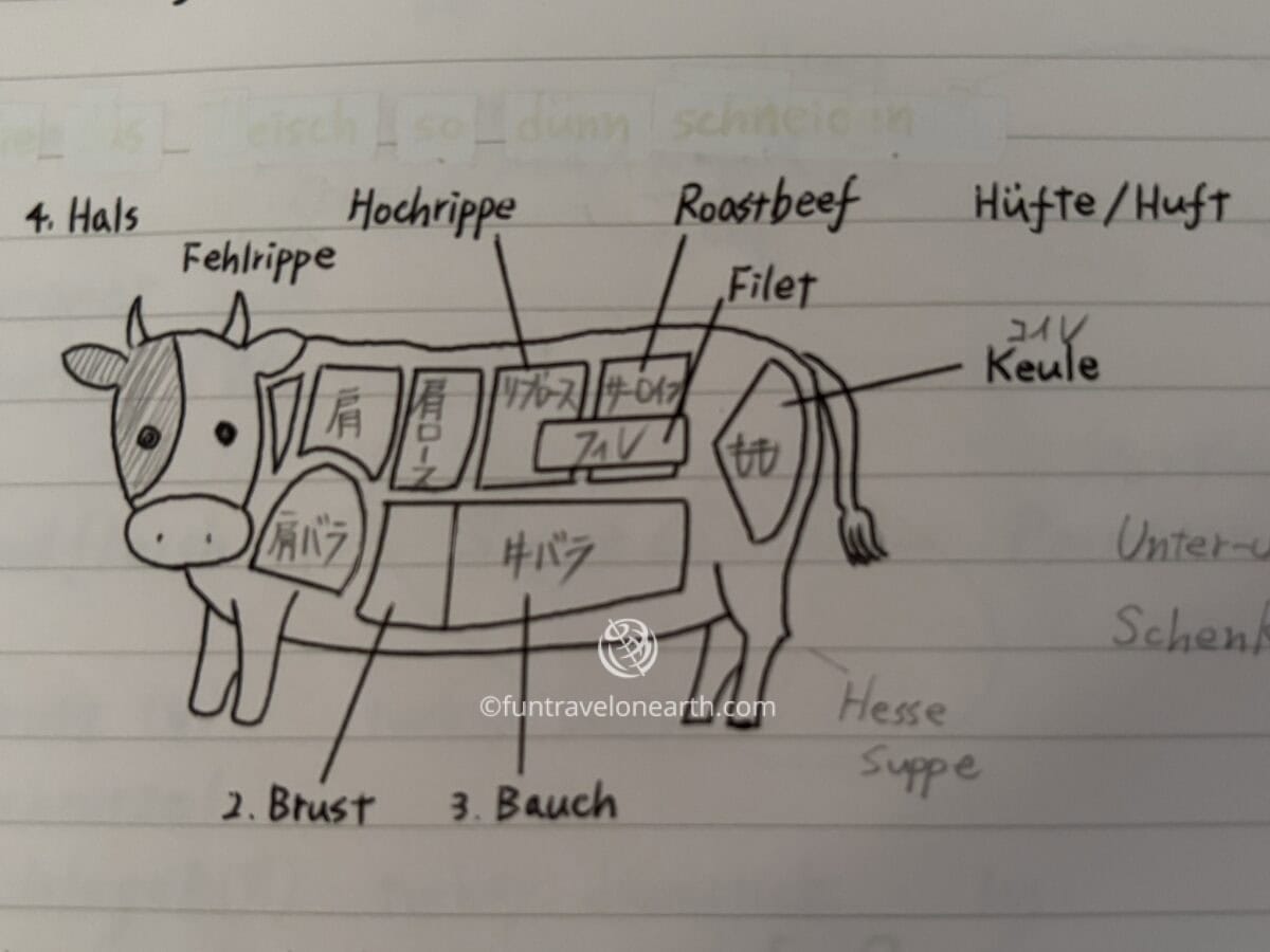 Names of beef cuts in German
