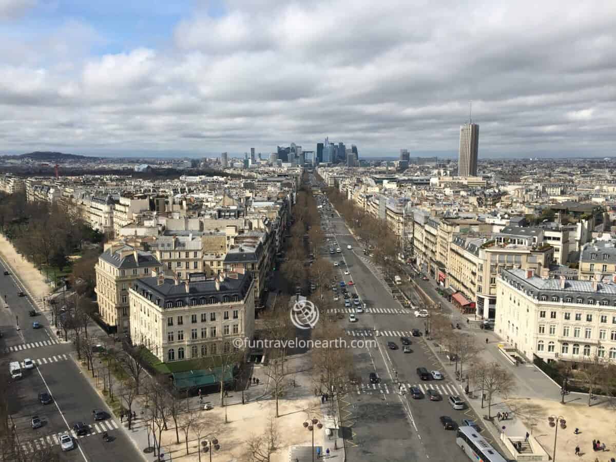 View from the Arc de Triomphe, Av. de la Grande Armée, Paris