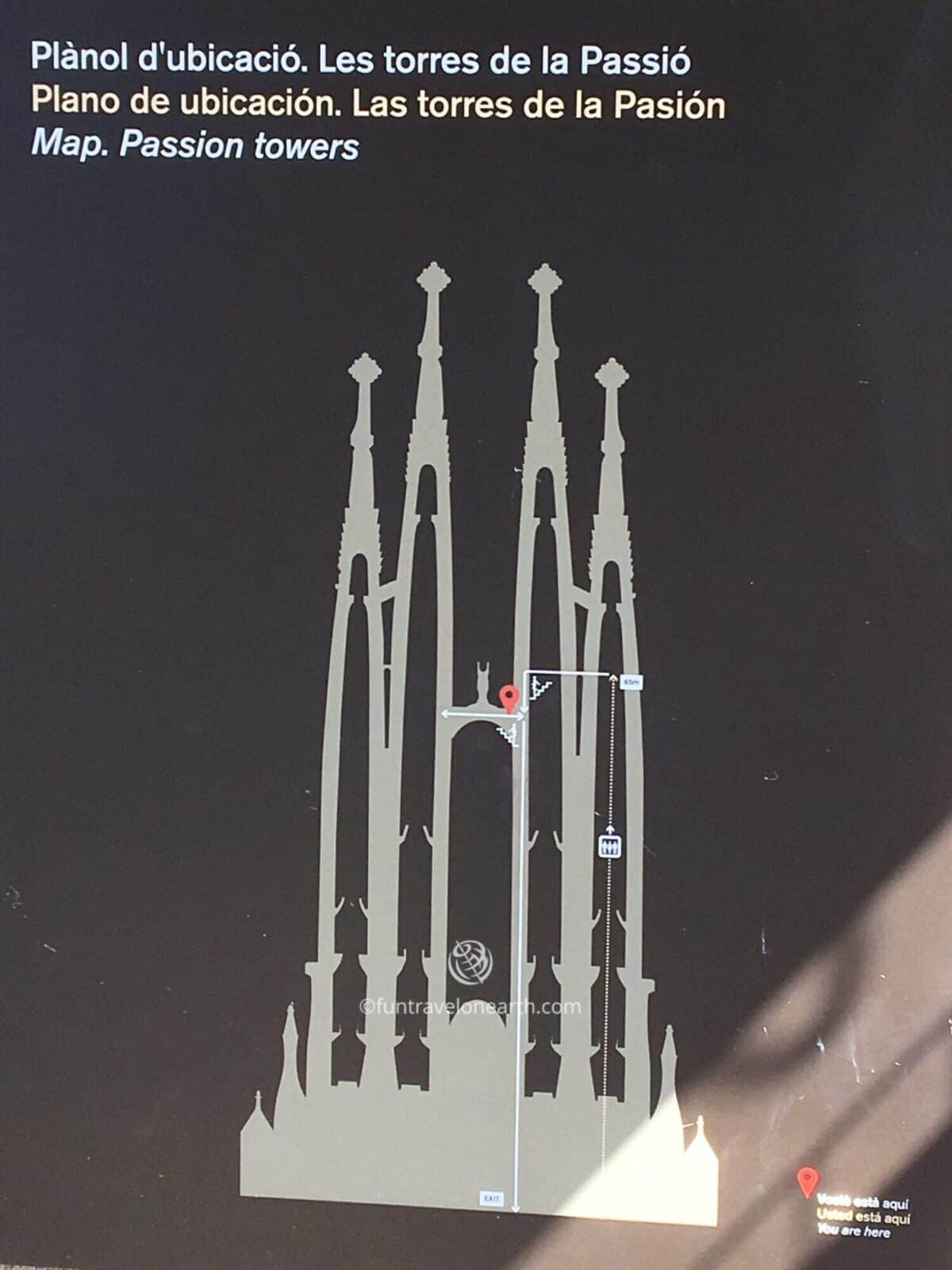 The Passion towers,map,Sagrada Família