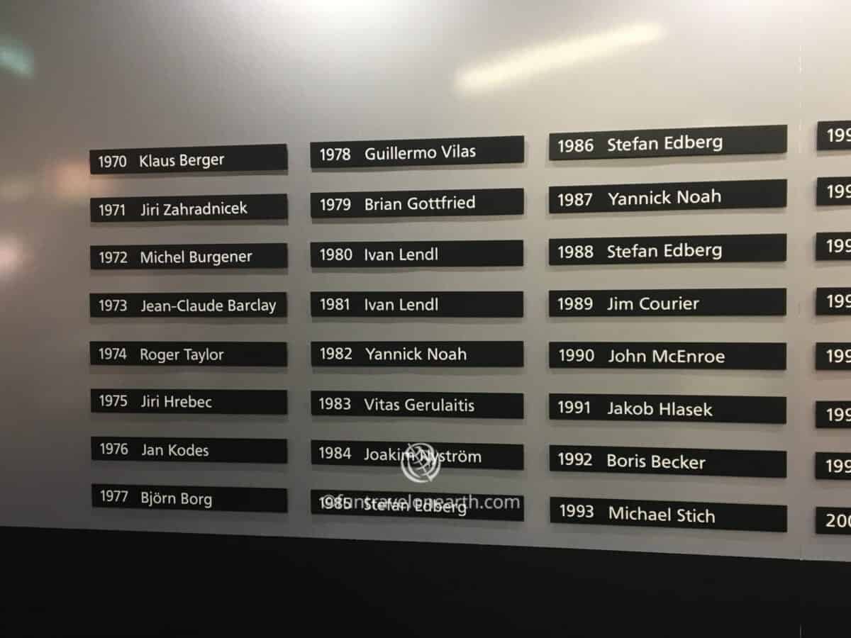 会場内にある歴代優勝者リスト,Swiss Indoors Basel