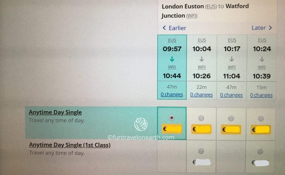 Euston駅からWatford Junction駅の区間