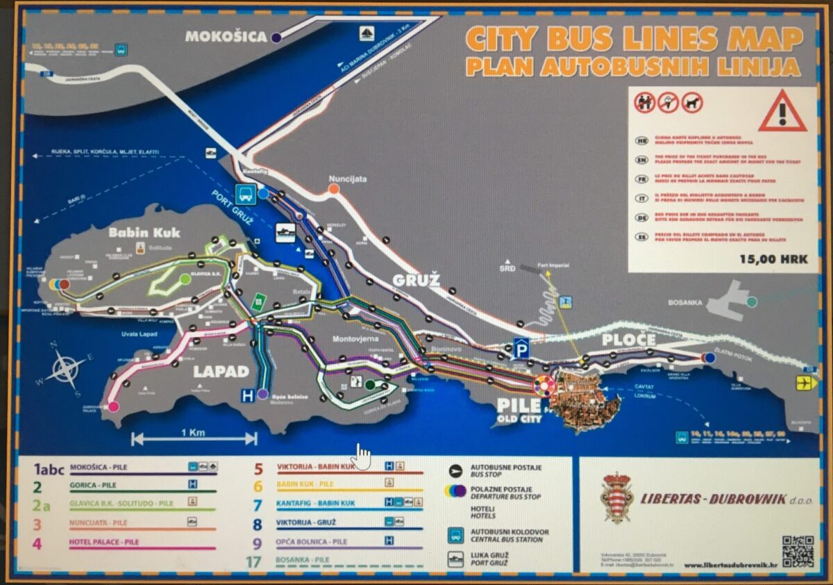 CUTY BUS LINES MAP,Dubrovnik , Croatia