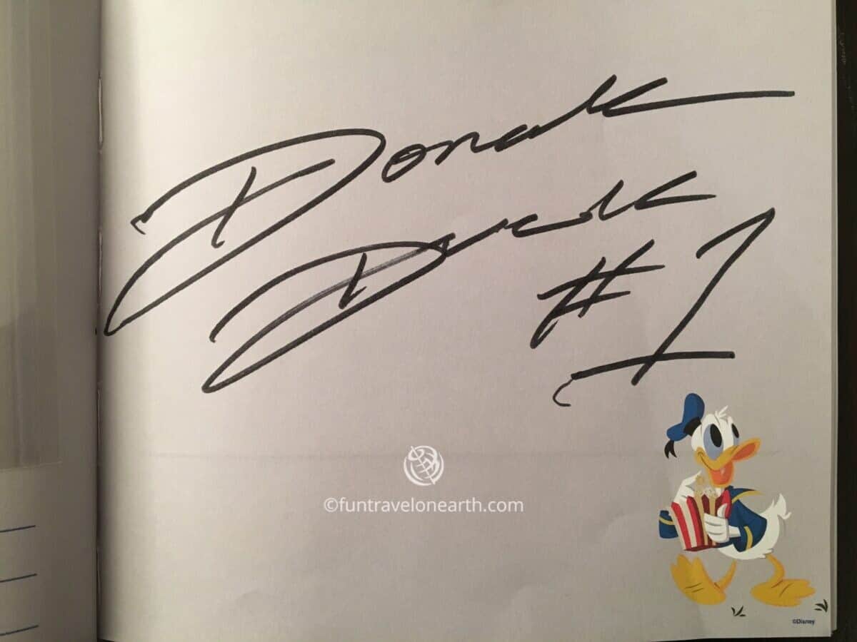 Donald Duck's autograph, Disney Dream, Disney CRUISE LINE