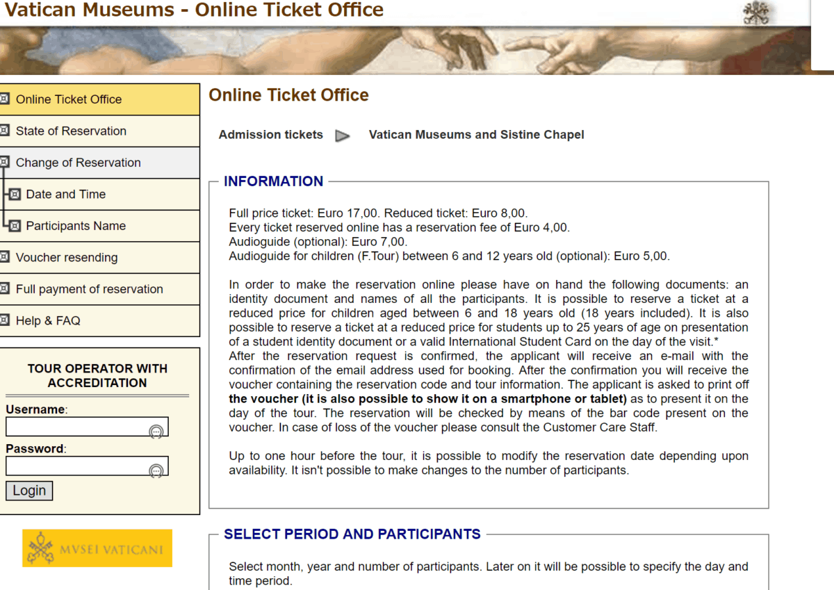 vatican-museums-online-ticketの購入画面