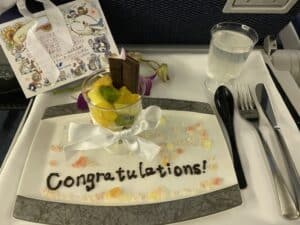 ANA, in-flight, Anniversary Dessert Plate, ANAのお祝いプレート, Congratulations on getting into university!