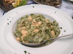 Homemade Green Tagliatelle with Shrimps, Kamenice, Dubrovnik, Croatia