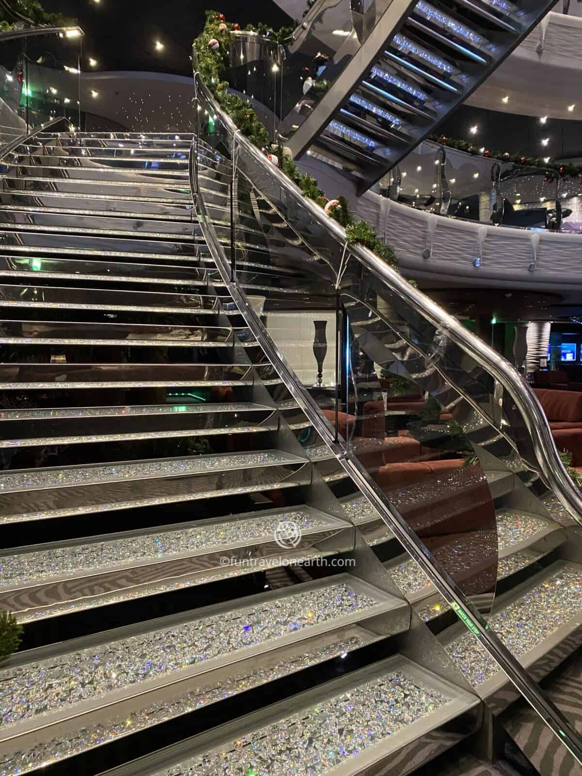 the  elegant Swarovski crystal staircases, MSC DIVINA