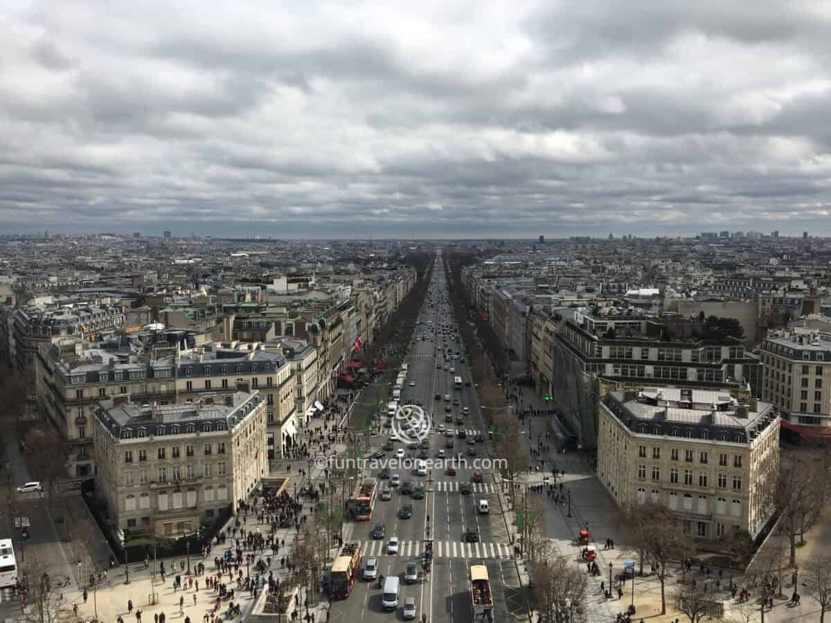 View from the Arc de Triomphe, Av. des Champs-Élysées, Paris